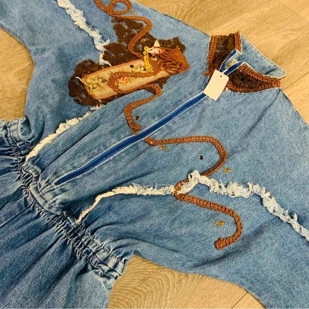 Vintage Y2K Denim Jumpsuit Deadstock Jaxie's W M NWT - Picture 6 of 13